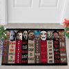 Horror Halloween Movie Characters With Their Slogan Doormat, Halloween Front Door Decoration