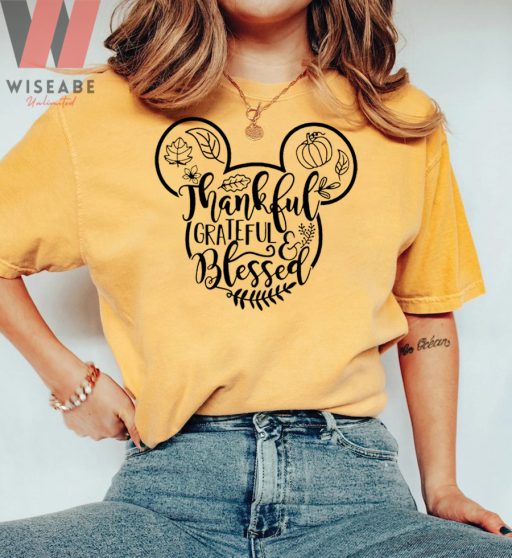 Mickey Mouse Thankful Grateful And Blessed Disney Thanksgiving Shirt