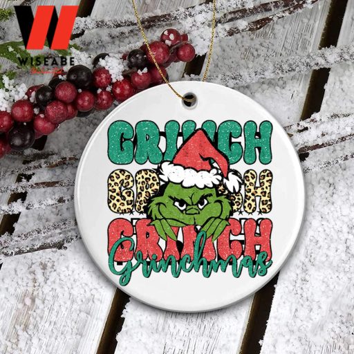 Grinch Green Face Happy Grinchmas Ornament, Grinch Christmas Decorations