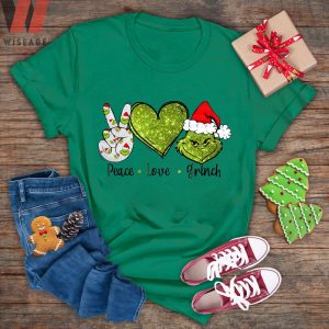 Hot Christmas Disney Peace Love And Grinch T Shirt