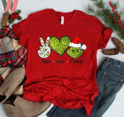 Hot Christmas Disney Peace Love And Grinch T Shirt