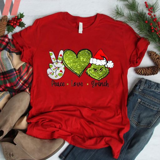 Hot Christmas Disney Peace Love And Grinch T Shirt