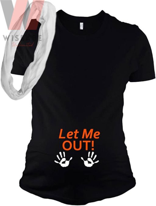 Funny Little Handprint Let Me Out Halloween Pregnancy Shirt