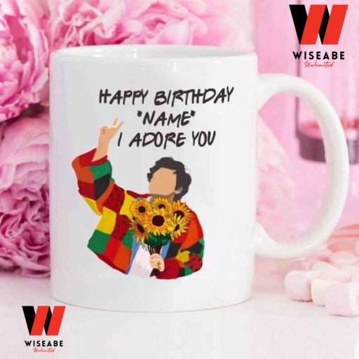 Personalized Happy Birtday I Adore You Harry Styles Mug, Personalized Harry Styles Birthday Gifts