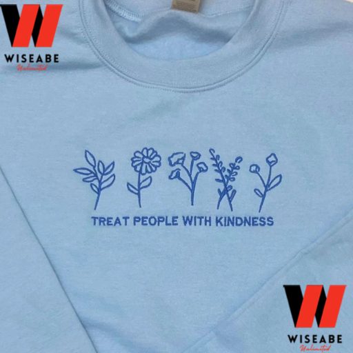 Harry Styles Flowers Treat People Like Kindness Embroidered Sweatshirt