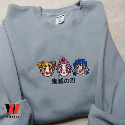 Funny Tanjiro Inosuke And Zenitsu Demon Slayer Anime Embroidered Sweatshirt, Gifts For Anime Lovers