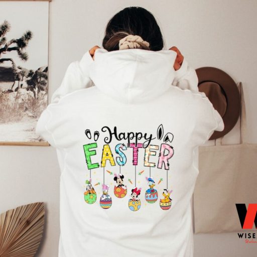 Disney Characters Happy Easter Shirt, Cute Easter Hoodie Gift, Easter Bunny Hoodie, Mickey And Friends Happy Easter Bunny Hoodie Sweatshirt