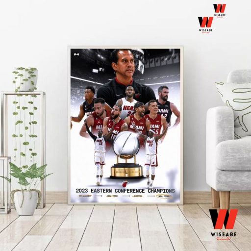 Cheap NBA Miami Heat Eastern Conference Champions 2023 Poster, Miami Heat Champions Poster Wall Art