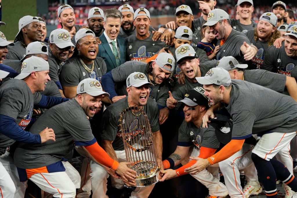 The Houston Astros are the world champions in baseball  Get your fan gear  (caps, T-shirts and hoodies) 