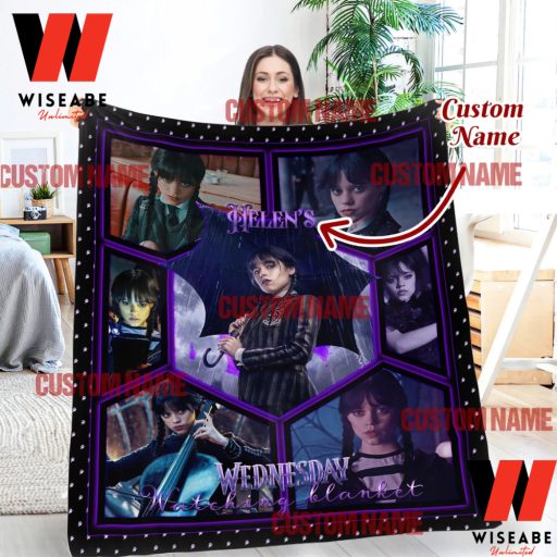 Personalized Wednesday Addams Jenna Ortega Custom Name Blanket