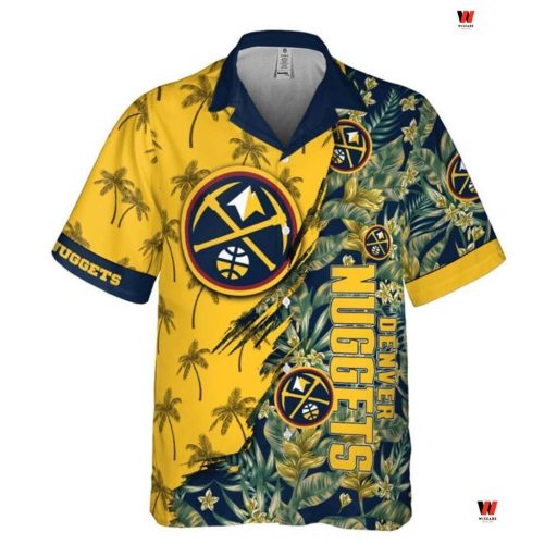 Cheap NBA Bassketball Tropical Trees Denver Nuggets Hawaiian Shirt