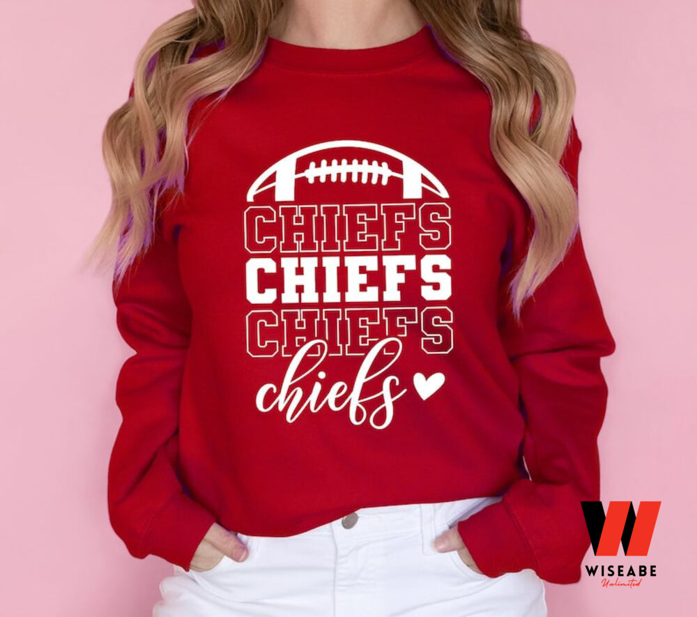 Red Stacked Chiefs Football Kansas City Chiefs Womens Sweatshirt