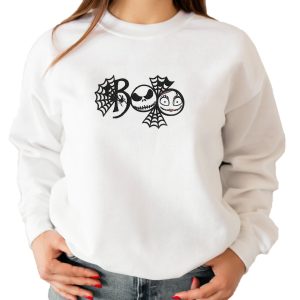 Cute Jack Skellington And Sally Embroidered Halloween Sweatshirt