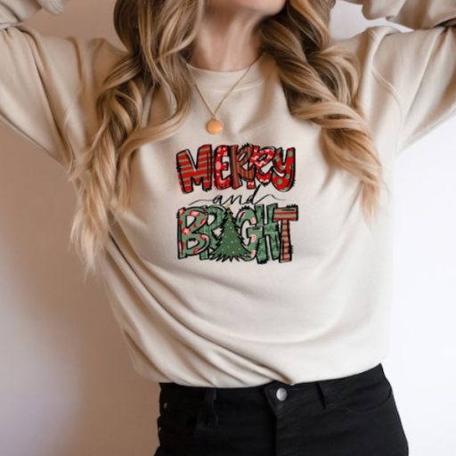 Cute Christmas Tree Merry And Bright Unisex Sweatshirt