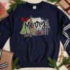 Vintage Christmas Tree Merry And Bright Crew Neck Sweatshirt