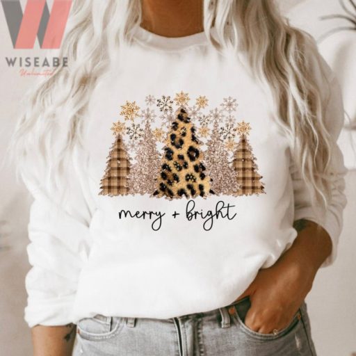 Leopard Christmas Tree Merry And Bright Sweatshirt