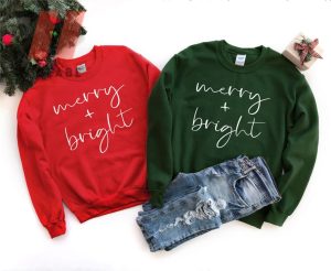 Cute Christmas Holiday Merry And Bright Sweatshirt