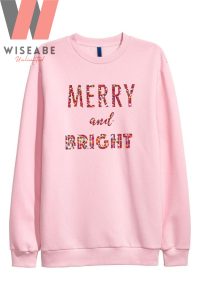 Cute Pink Sparkle Christmas Merry And Bright Sweatshirt