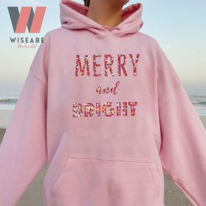 Cute Pink Sparkle Christmas Merry And Bright Sweatshirt