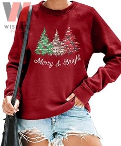 Vintage Christmas Tree Red Merry And Bright Sweatshirt 
