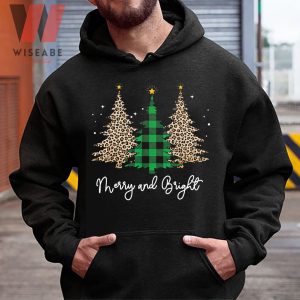 Vintage Christmas Tree Black Merry And Bright Crew Neck Sweatshirt 