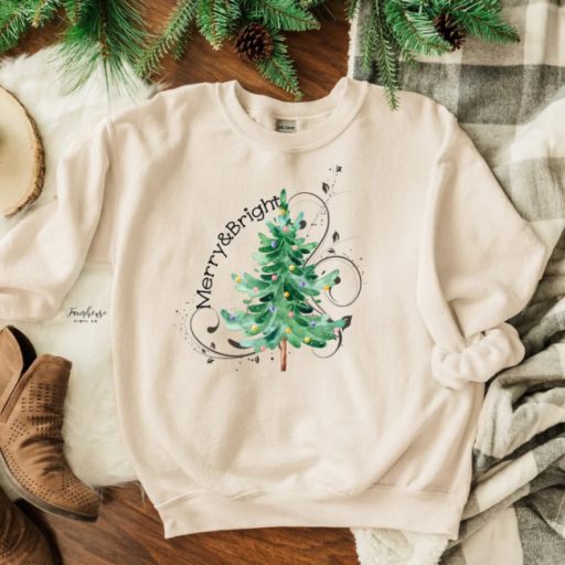 Vintage Christmas Tree Black Merry And Bright Unisex Sweatshirt