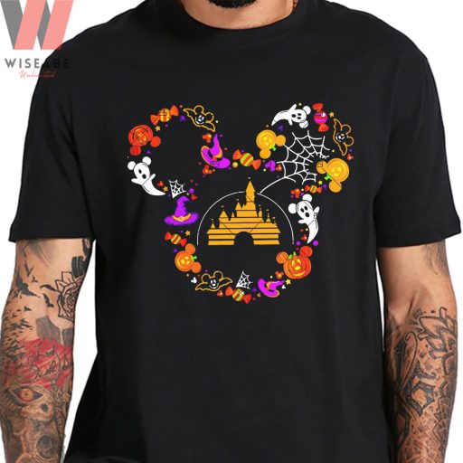 Spooky Mickey Shape With Disneyland Halloween Shirt