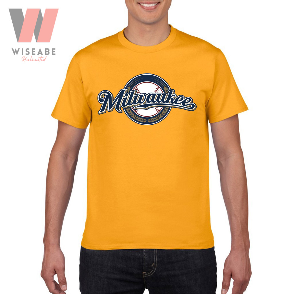 Unique Logo Of Milwaukee MLB Yellow Brewers T Shirt - Wiseabe Apparels