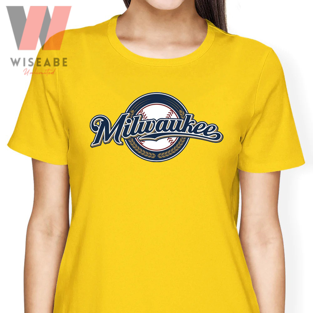 Unique Logo Of Milwaukee MLB Yellow Brewers T Shirt - Wiseabe Apparels