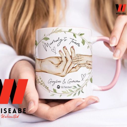 Custom Kid’s Name Mummy Team Mom Coffee Mug, Personalized New Mom Mug