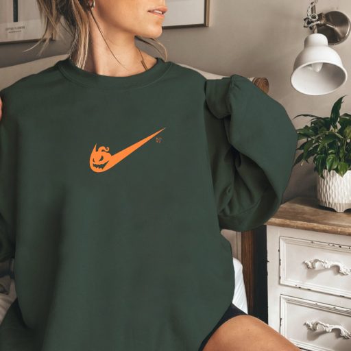 Orange Nike Logo Pumpkin Nike Halloween Sweatshirt