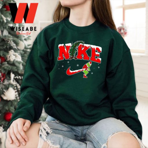 Frozen Xmas Trees Grinch Santa Nike Christmas Sweatshirt, Funny Christmas Sweatshirts