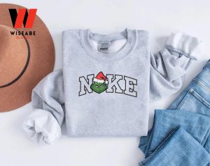 Grinch Face Santa Hat Nike Christmas Sweatshirt