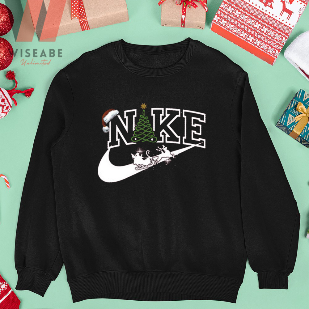 Santa Hat Nike Christmas Sweatshirt, Funny Christmas Sweatshirts - Wiseabe  Apparels