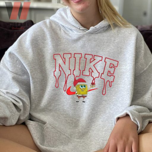 Embroidered Spongebob Santa Hat Nike Christmas Sweatshirt