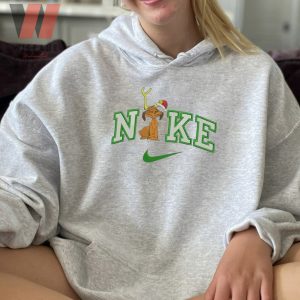 Embroidered Grinch Dog Max Santa Hat Nike Christmas Sweatshirt