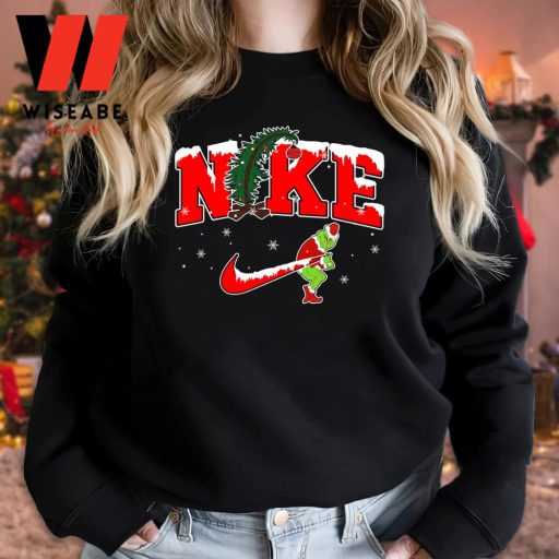 Frozen Xmas Trees Grinch Santa Nike Christmas Sweatshirt, Funny Christmas Sweatshirts