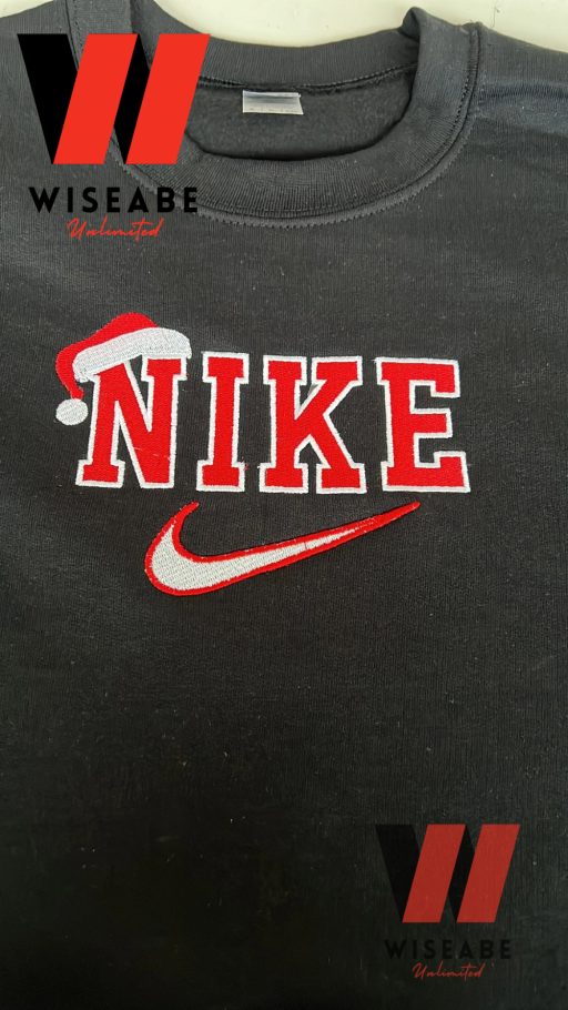 Vintage Santa Hat And Nike Logo Embroidered Crewneck Sweatshirt