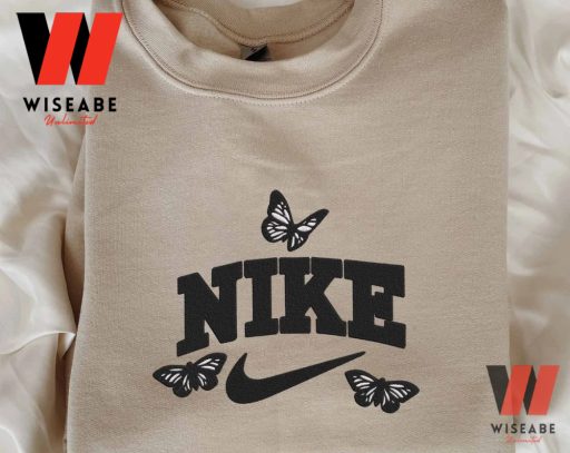 Vintage Black Nike Logo Butterfly Embroidered Sweatshirt