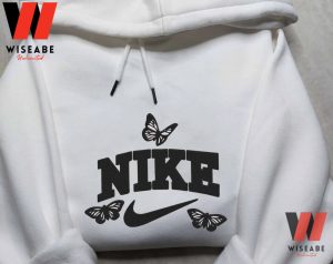 Vintage Black Nike Logo Butterfly Embroidered Sweatshirt