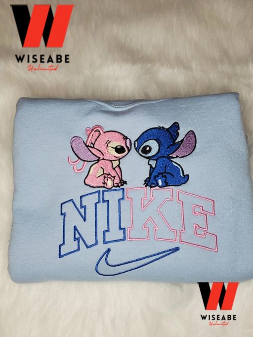 Vintage Stich Angel Disney Nike Embroidered Hoodie