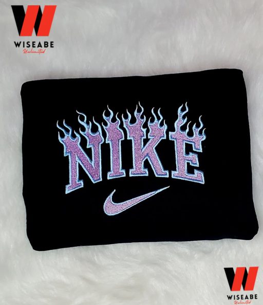 Cheap Purple Nike Flame Embroidered Sweatshirt