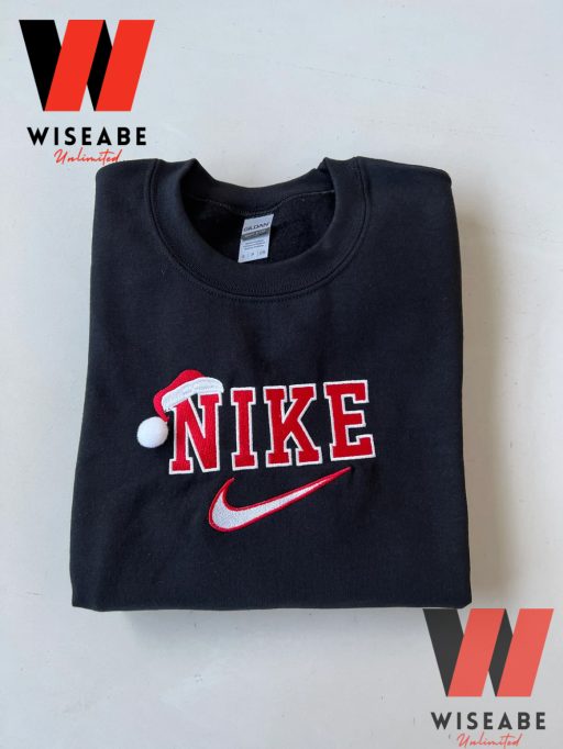 Vintage Santa Hat And Nike Logo Embroidered Crewneck Sweatshirt