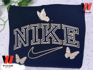 Cheap White Butterfly Nike Logo Embroidered Sweatshirt