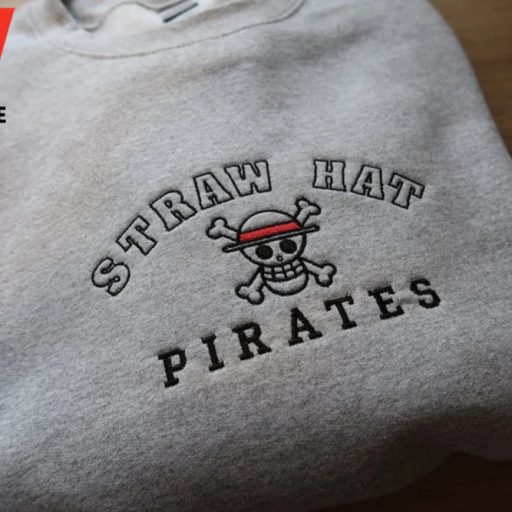 Embroidered Straw Hat Pirates One Piece Sweatshirt