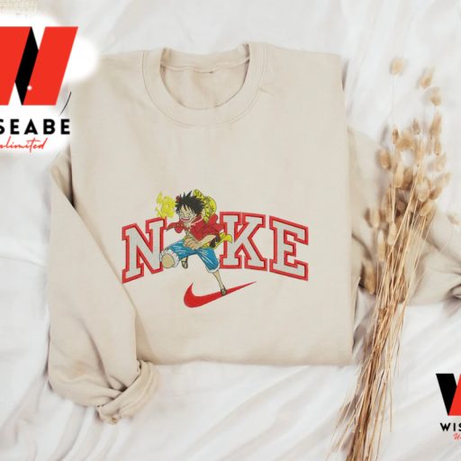 Embroidered Luffy And Nike Logo One Piece Sweatshirt