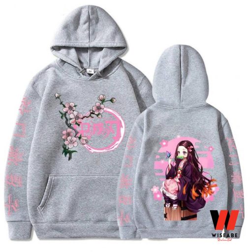 Cheap Japanese Nezuko Sakura Flower Demon Slayer Hoodie, Demon Slayer Gifts