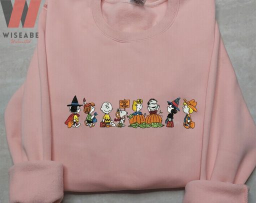 Embroidered Friends And Snoopy Dog Peanuts Halloween Sweatshirt