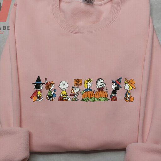 Embroidered Friends And Snoopy Dog Peanuts Halloween Sweatshirt