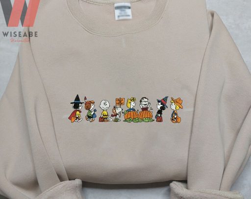 Embroidered Friends And Snoopy Dog Peanuts Halloween Sweatshirt